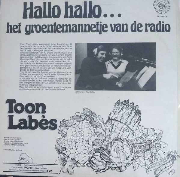 Toon Labès - Hallo Hallo... Het Groentemannetje Van De Radio (LP) 42049 Vinyl LP Vinyl Goed / Hoes Goed