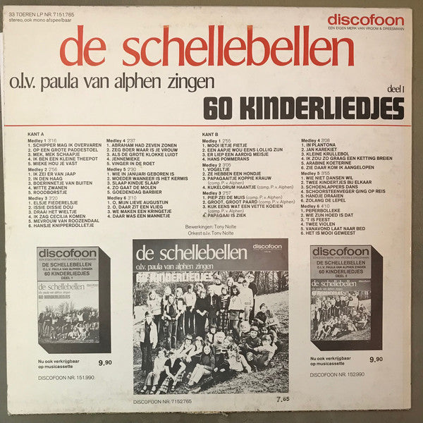 Schellebellen - 60 Kinderliedjes (LP) 49558 Vinyl LP Vinyl Goed / Hoes Goed