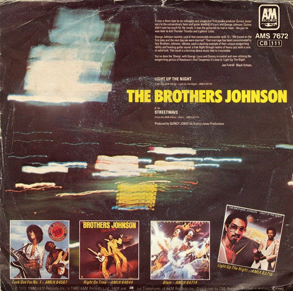 Brothers Johnson - Light Up The Night Vinyl Singles Vinyl Zeer Goed / Hoesje Goed "VINYLSINGLES.NL"