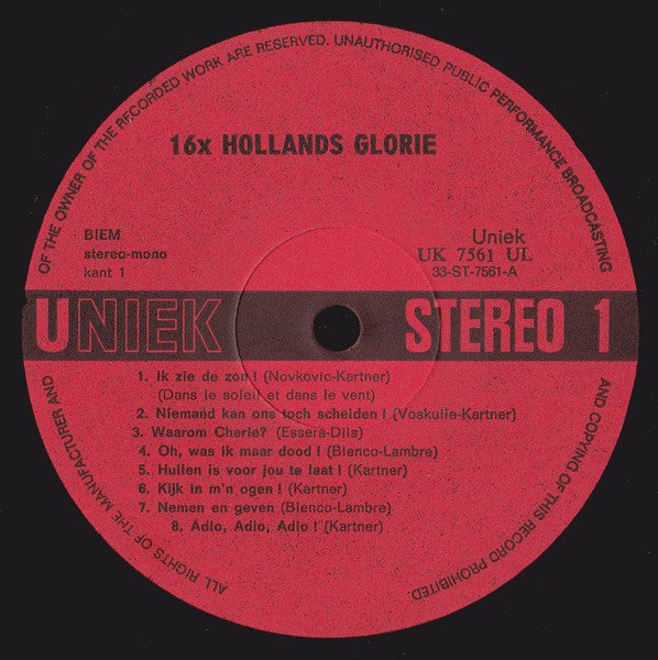 Various - 16x Hollands Glorie (LP) 40324 Vinyl LP Vinyl Goed / Hoes Goed