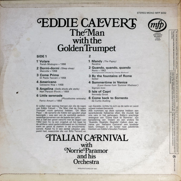 Eddie Calvert - The Man With The Golden Trumpet - Italian Carnival (LP) 43217 Vinyl LP Vinyl Zeer Goed / Hoesje Goed "VINYLSINGLES.NL"