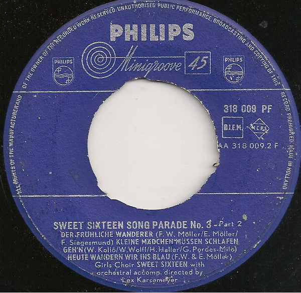 Sweet Sixteen - Sweet Sixteen Song Parade No. 3 38224 Vinyl Singles Vinyl Goed / Hoes Goed