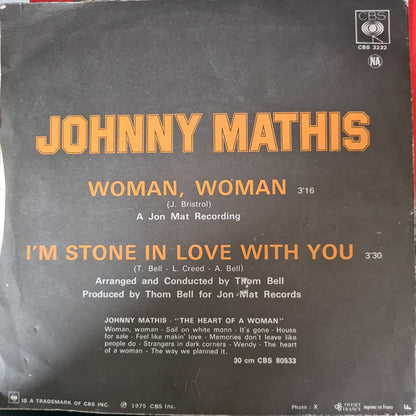 Johnny Mathis - Woman Woman 33397 Vinyl Singles Vinyl Goed / Hoes Goed
