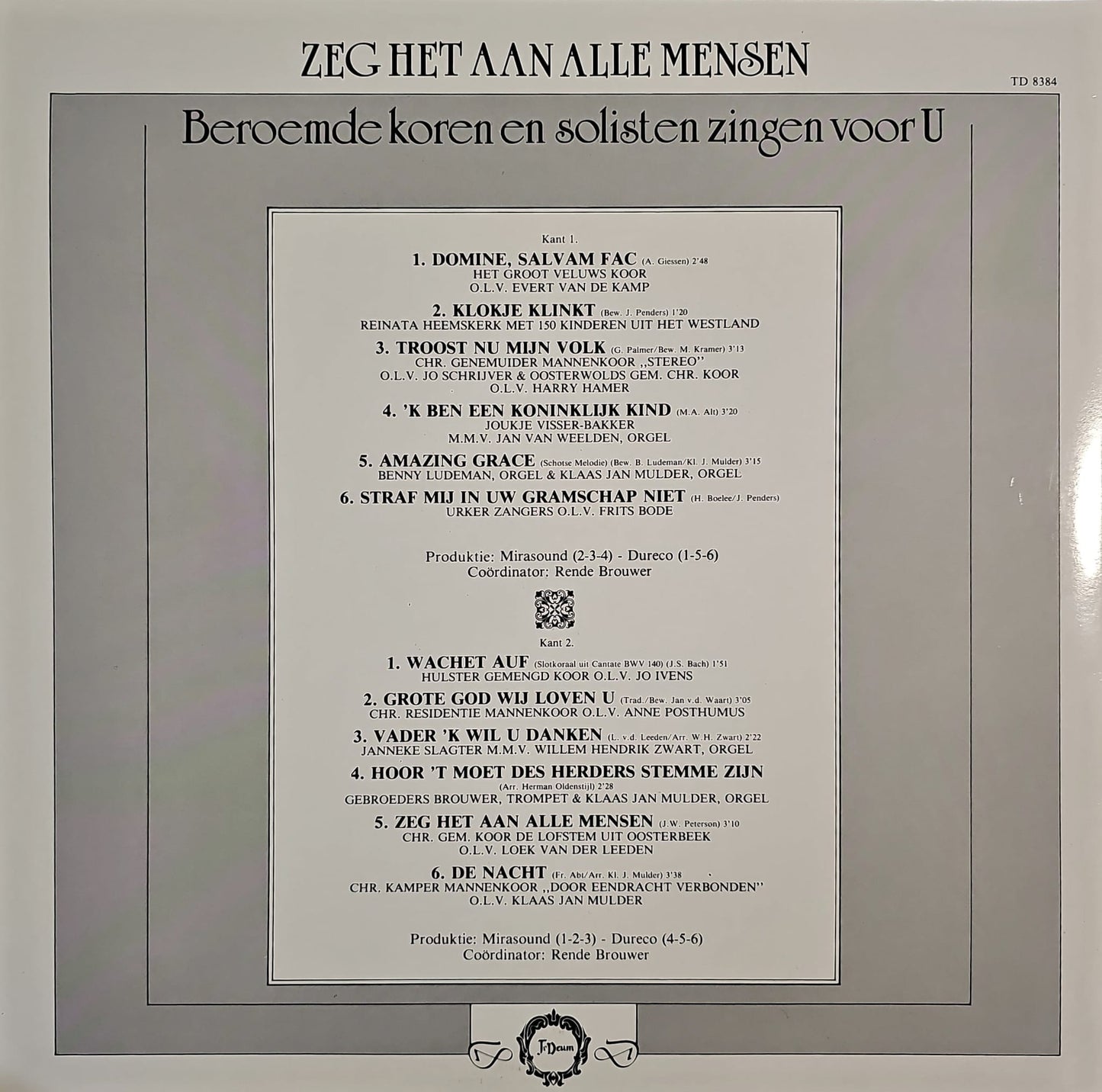 Beroemde Koren - Zeg Het Aan Alle Mensen (LP) Vinyl LP Dubbel Vinyl Zeer Goed / Hoesje Goed "VINYLSINGLES.NL"
