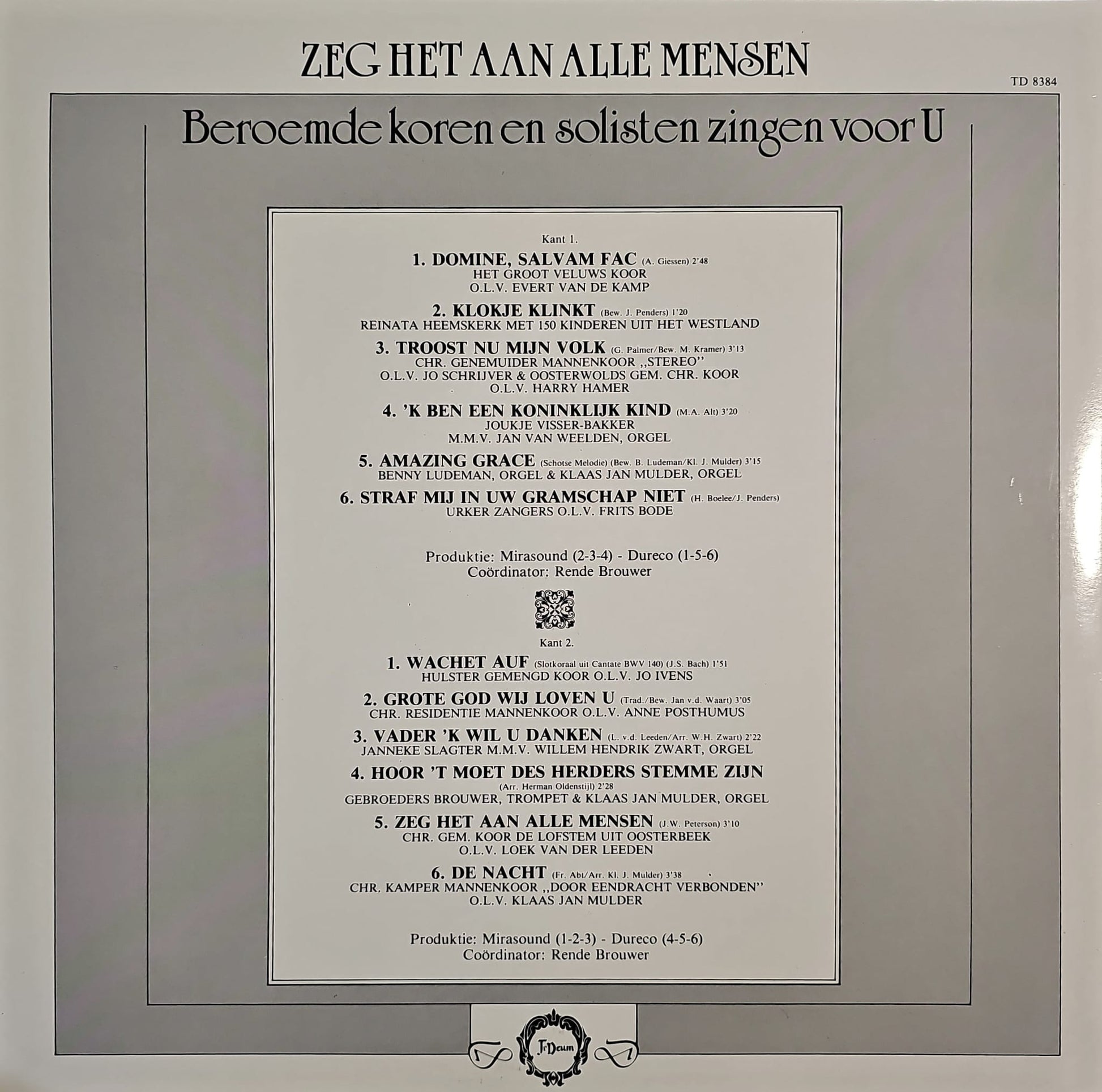 Beroemde Koren - Zeg Het Aan Alle Mensen (LP) Vinyl LP Dubbel Vinyl Zeer Goed / Hoesje Goed "VINYLSINGLES.NL"