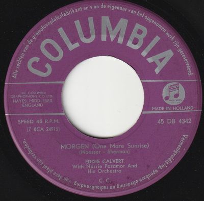 Eddie Calvert - Morgen Vinyl Singles Vinyl Zeer Goed / Hoesje Generic "VINYLSINGLES.NL"