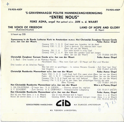 S Gravenhaags Politie Mannenzangvereniging Entre Nous - The Voice Of Freedom 38212 (B) Vinyl Singles Vinyl Goed / Hoes Goed