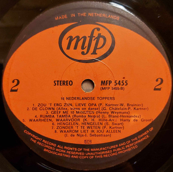 Various - 16 Nederlandse Toppers (LP) 46405 Vinyl LP Vinyl Goed / Hoes Goed