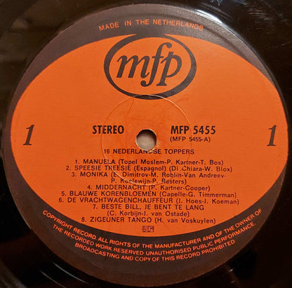 Various - 16 Nederlandse Toppers (LP) 46405 Vinyl LP Vinyl Goed / Hoes Goed
