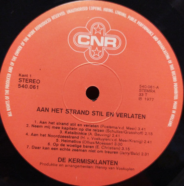 Kermisklanten - Aan Het Strand Stil En Verlaten (LP) 43413 Vinyl LP Vinyl Goed / Hoes Goed
