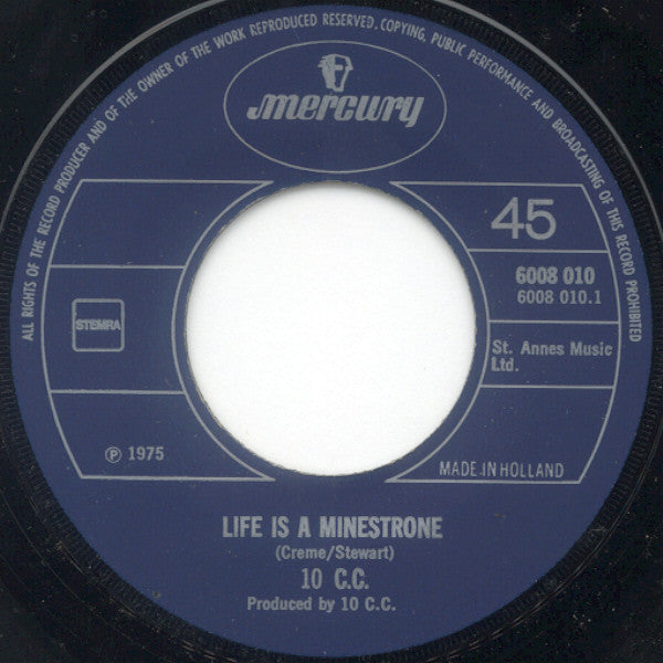 10cc - Life Is A Minestrone 10667 Vinyl Singles Vinyl Goed / Hoes Goed