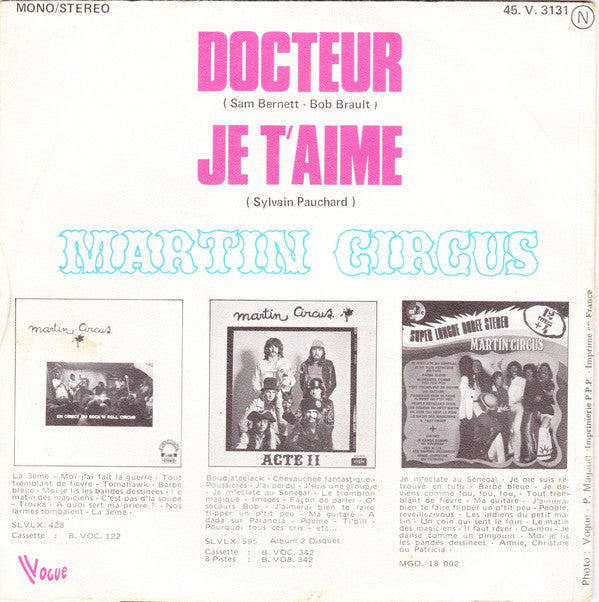 Martin Circus - Docteur 27088 Vinyl Singles Vinyl Goed / Hoes Goed