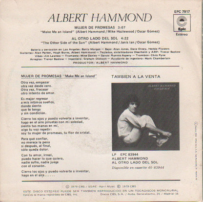 Albert Hammond - Mujer De Promesas Vinyl Singles Vinyl Zeer Goed / Hoesje Goed "VINYLSINGLES.NL"
