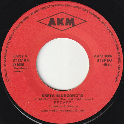 Escape - Kreta In De Zon Vinyl Singles Vinyl Zeer Goed / Hoesje Generic "VINYLSINGLES.NL"