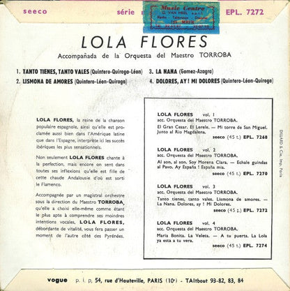 Lola Flores - Tanto Tienes, Tanto Vales 13789 Vinyl Singles EP Vinyl Goed / Hoes Goed