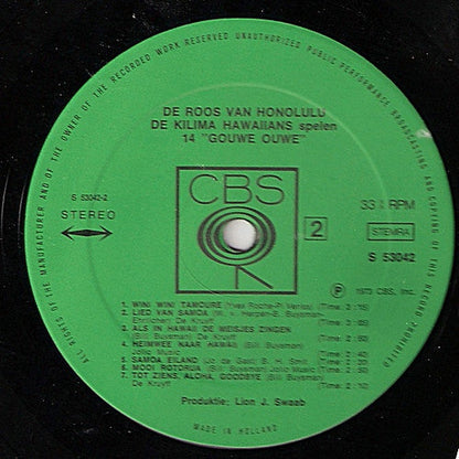 Kilima Hawaiians - De Roos Van Honolulu (LP) 46125 Vinyl LP Vinyl Goed / Hoes Goed