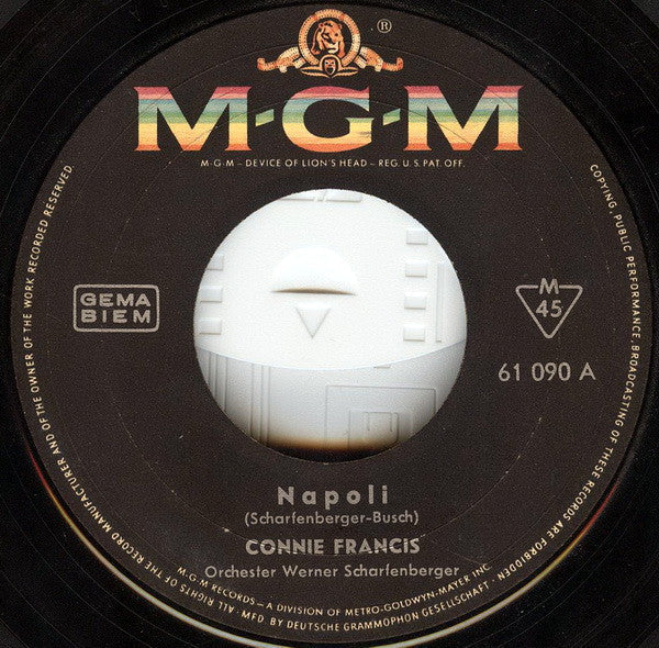 Connie Francis - Napoli Vinyl Singles Vinyl Zeer Goed / Hoesje Goed "VINYLSINGLES.NL"