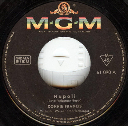 Connie Francis - Napoli Vinyl Singles Vinyl Zeer Goed / Hoesje Goed "VINYLSINGLES.NL"