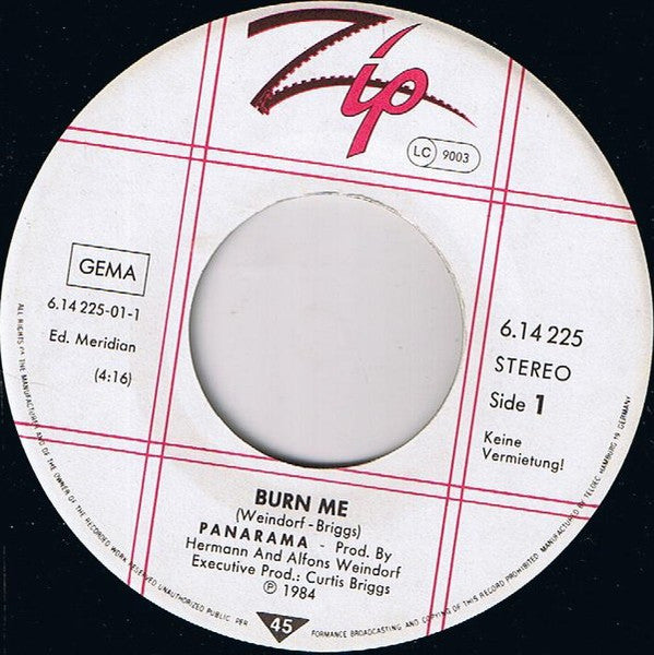 Panarama - Burn Me 29111 Vinyl Singles Vinyl Goed / Hoes Goed