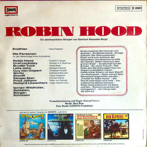 Eberhard Alexander-Burgh ‎- Robin Hood (LP) Vinyl LP Vinyl Zeer Goed / Hoesje Goed "VINYLSINGLES.NL"