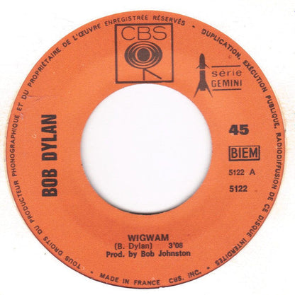 Bob Dylan - Wigwam Vinyl Singles Vinyl Zeer Goed / Hoesje Generic "VINYLSINGLES.NL"