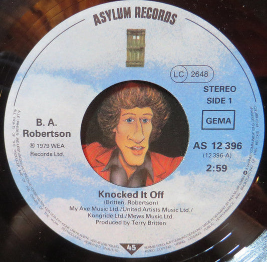 B.A. Robertson - Knocked It Off Vinyl Singles Vinyl Zeer Goed / Hoesje Generic "VINYLSINGLES.NL"