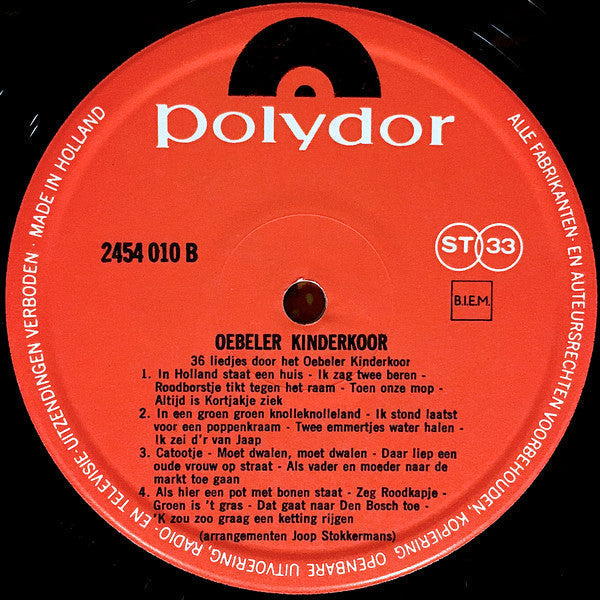 Oebeler Kinderkoor - 36 Kinderliedjes Gezongen Door Het Oebeler Kinderkoor (LP) Vinyl LP Vinyl Goed / Hoes Goed