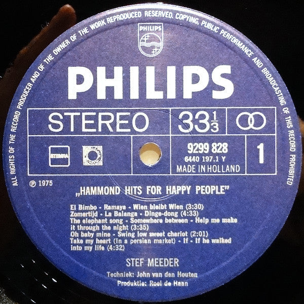 Stef Meeder - Hammond Hits For Happy People (LP) 41830 Vinyl LP Vinyl Goed / Hoes Goed