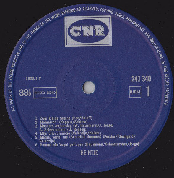 Heintje - Heintje (LP) Vinyl LP Vinyl Zeer Goed / Hoesje Goed "VINYLSINGLES.NL"