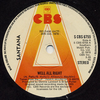 Santana - Well All Right 39232 Vinyl Singles Vinyl Goed / Hoes Generic