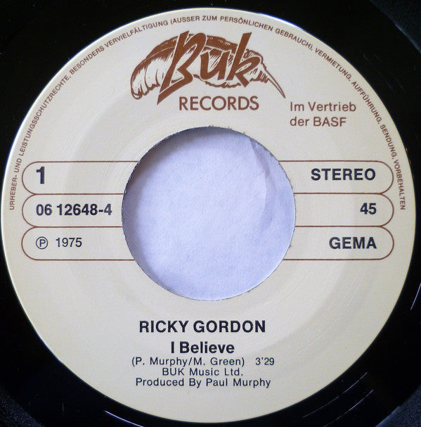 Ricky Gordon - I Believe 26828 Vinyl Singles Vinyl Goed / Hoes Goed