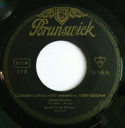 Carmen Cavallaro - Remembers Eddy Duchin Vinyl Singles EP Vinyl Zeer Goed / Hoesje Goed "VINYLSINGLES.NL"