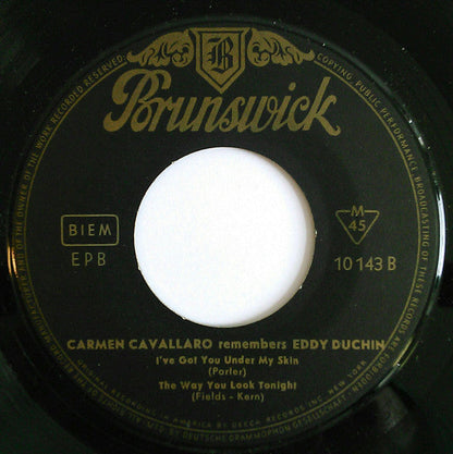 Carmen Cavallaro - Remembers Eddy Duchin Vinyl Singles EP Vinyl Zeer Goed / Hoesje Goed "VINYLSINGLES.NL"