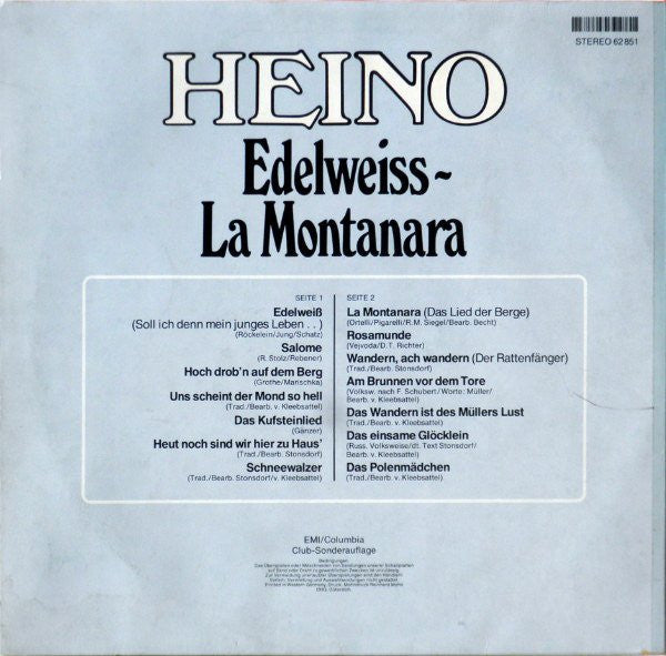 Heino - La Montanara (LP) Vinyl LP Vinyl Zeer Goed / Hoesje Goed "VINYLSINGLES.NL"