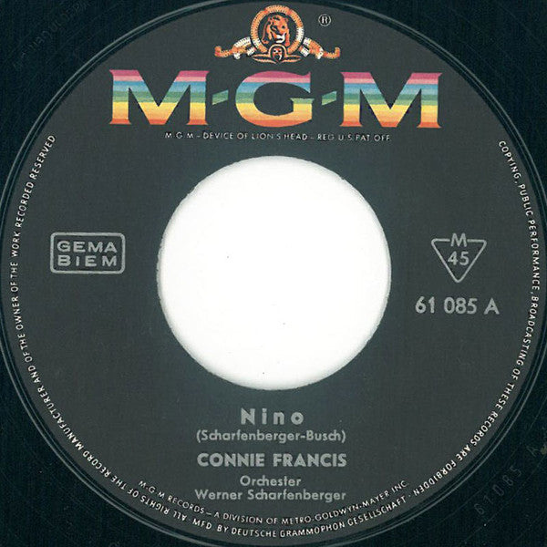 Connie Francis - Nino Vinyl Singles Vinyl Zeer Goed / Hoesje Generic "VINYLSINGLES.NL"