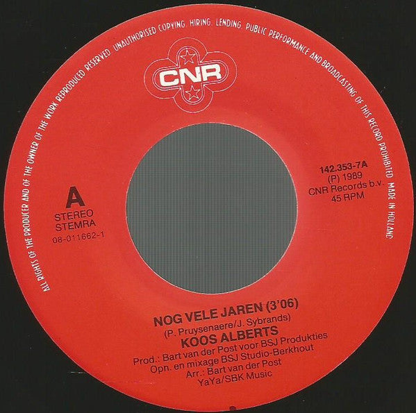 Koos Alberts - Nog Vele Jaren 33257 Vinyl Singles Vinyl Goed / Hoes Goed
