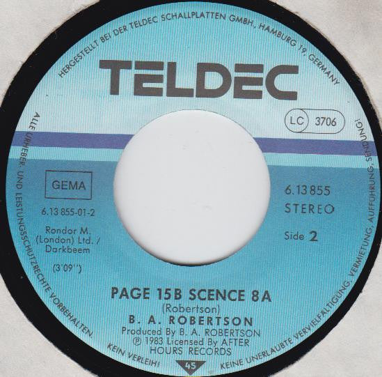 B. A. Robertson - Now And Then Vinyl Singles Vinyl Zeer Goed / Hoesje Goed "VINYLSINGLES.NL"