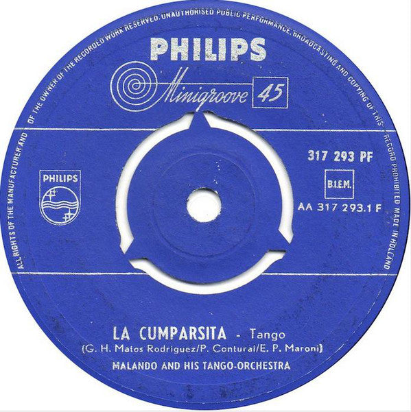 Malando And His Tango Orchestra - La Cumparsita 19877 Vinyl Singles Vinyl Goed / Hoes Generic