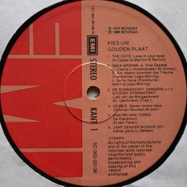 Various - Kies Uw Gouden Plaat (LP) 41371 Vinyl LP Vinyl Goed / Hoes Goed
