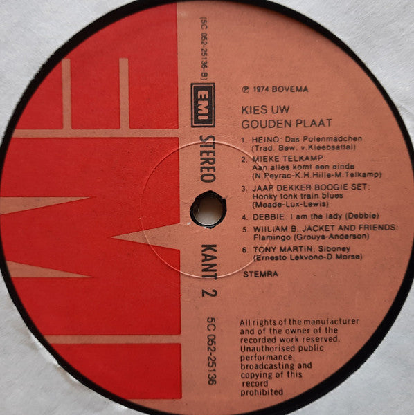 Various - Kies Uw Gouden Plaat (LP) 41371 Vinyl LP Vinyl Goed / Hoes Goed