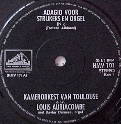 Kamerorkest Van Toulouse, Albinoni, Pachelbel, Louis Auriacombe - Uw Klassieke Grammofoon Platen Gids Vinyl Singles Vinyl Goed / Hoes Goed