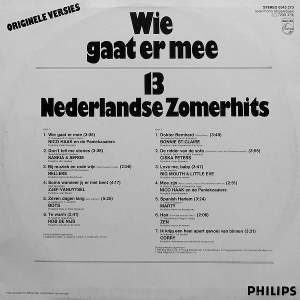 Various - Wie Gaat Er Mee - 13 Nederlandse Zomerhits (LP) Vinyl LP Vinyl (VG) <br> Hoes (G+)