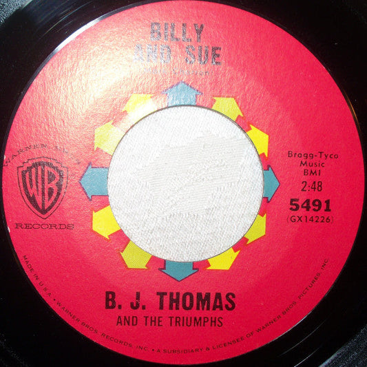 B.J. Thomas - Billy And Sue Vinyl Singles Vinyl Zeer Goed / Hoesje Generic "VINYLSINGLES.NL"