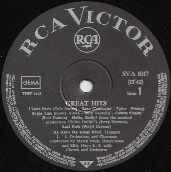 Al Hirt - Great Hits (LP) Vinyl LP Vinyl Zeer Goed / Hoesje Goed "VINYLSINGLES.NL"