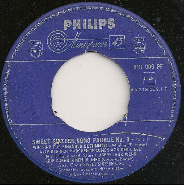 Sweet Sixteen - Sweet Sixteen Song Parade No. 3 38224 Vinyl Singles Vinyl Goed / Hoes Goed