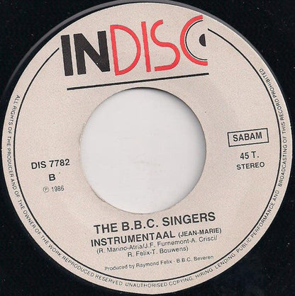 B.B.C. Singers - Jean-Marie 41263 Vinyl Singles Vinyl Zeer Goed / Hoesje Goed "VINYLSINGLES.NL"