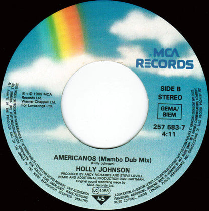 Holly Johnson - Americanos (B-Keus) Vinyl Singles Vinyl Zeer Goed / Hoesje Sticker "VINYLSINGLES.NL"