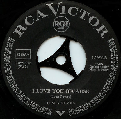 Jim Reeves - I Love You Because 35039 Vinyl Singles Vinyl Goed / Hoes Goed