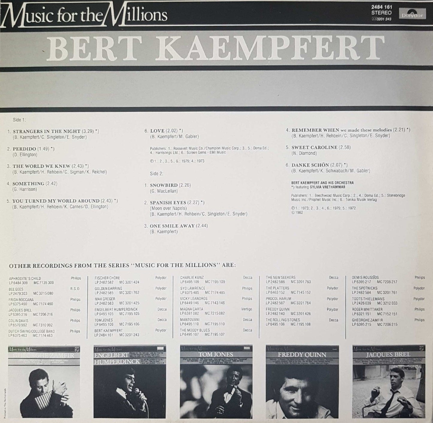 Bert Kaempfert Featuring Sylvia Vrethammar - Bert Kaempfert (LP) Vinyl LP Vinyl Zeer Goed / Hoesje Goed "VINYLSINGLES.NL"