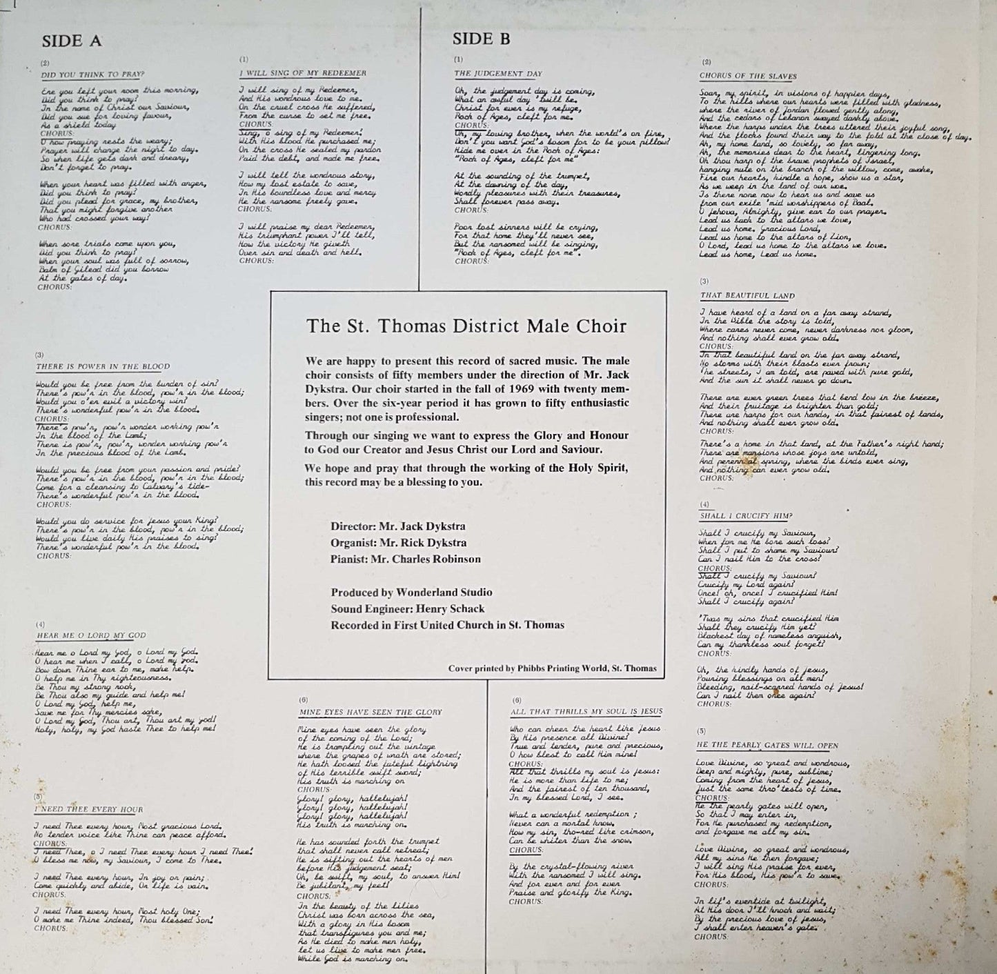 St. Thomas District Male Choir, "Crescendo" - I Will Sing Of My Redeemer (LP) 42516 Vinyl LP Vinyl Goed / Hoes Goed